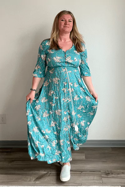 VintageClothing Women's Floral Maxi Dresses with Sleeves Flowy Boho Beach Dress
