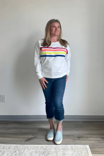 Rainbow Stripe Cozy Cotton Terry Sweatshirt