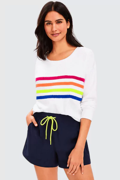 LOFT Rainbow Stripe Cozy Cotton Terry Sweatshirt