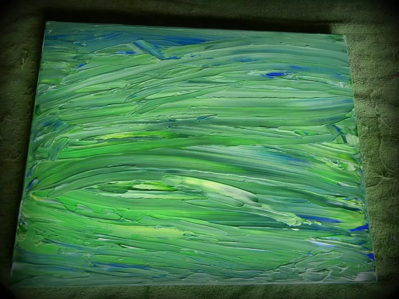 green and bronze abstract acrylic art