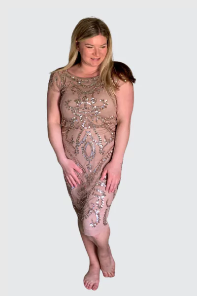 Adrianna Papell Beaded Blouson Sheath Dress