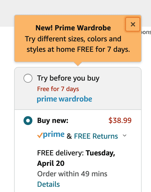 Prime Try Before You Buy Add to Box