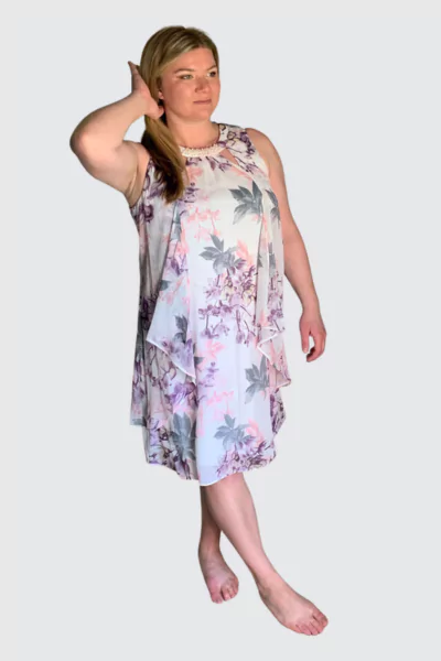 S.L. Fashions Sleeveless Cutout Pearl Neck Dress