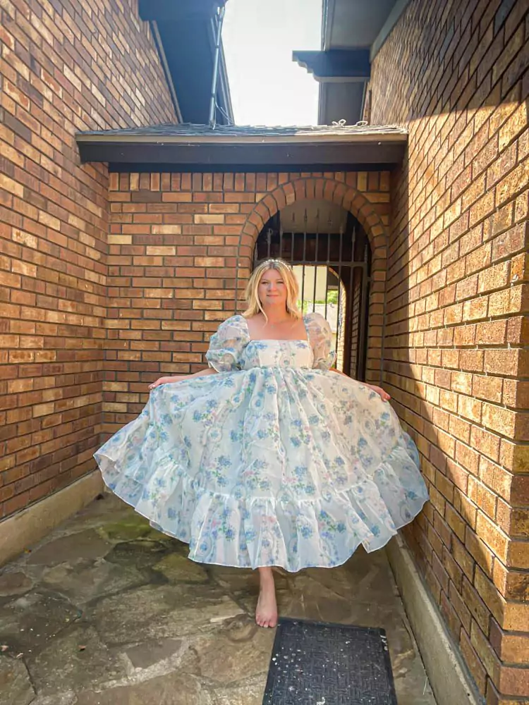 Dallas Dreamhaus brick back Katie Kinsley Selkie Puff Sleeve Dress