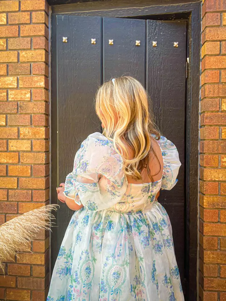 Dallas Dreamhaus brick back Katie Kinsley Selkie Puff Sleeve Dress