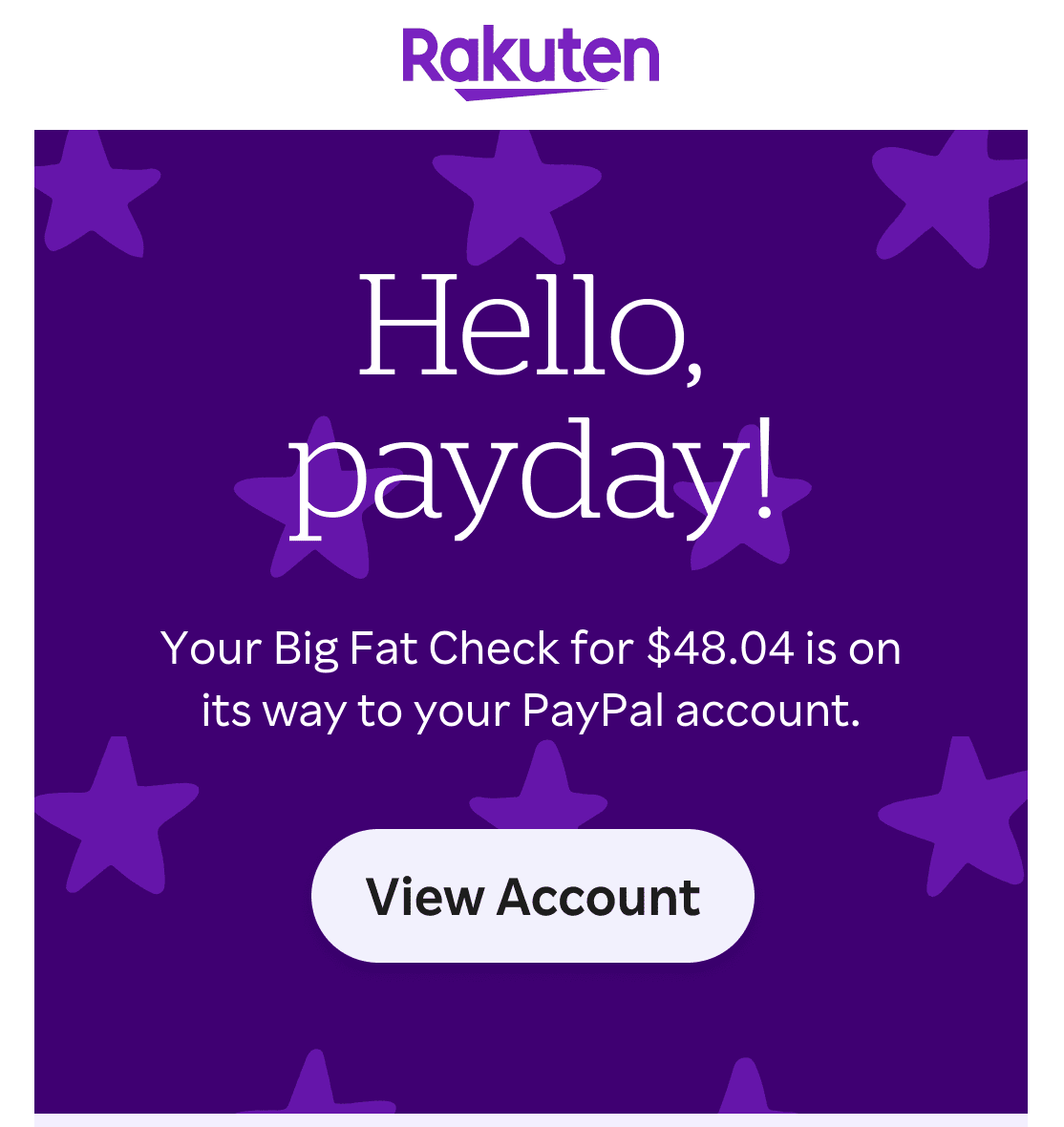 Rakuten cash Back Email