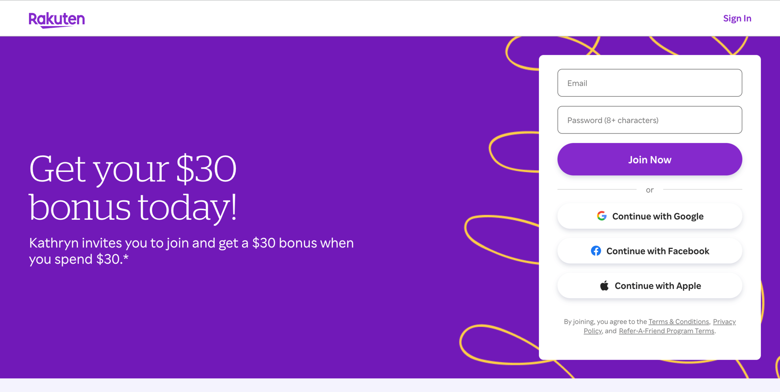Rakuten Sign up