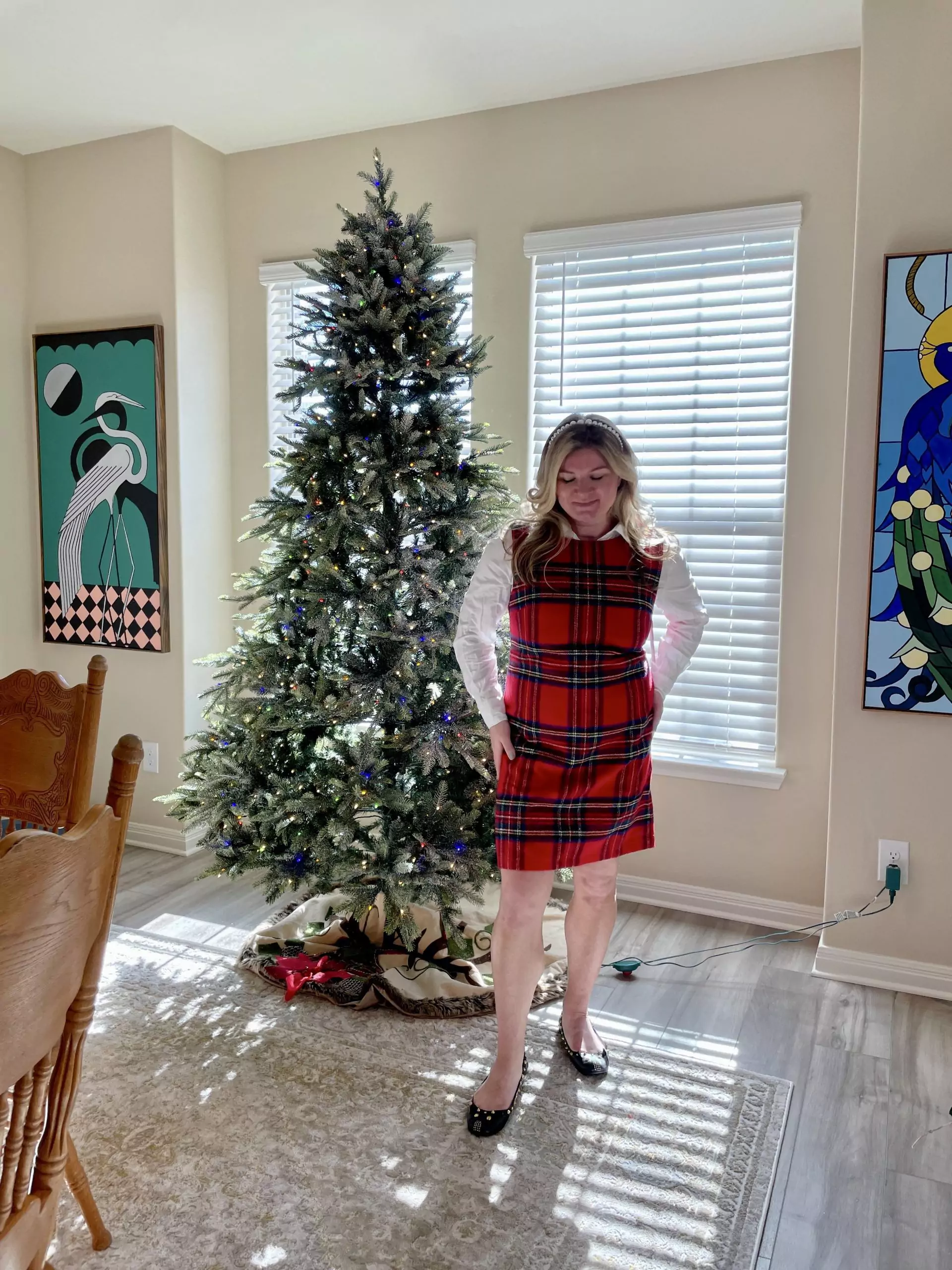 Sentimental Feeling Plaid Red Dress