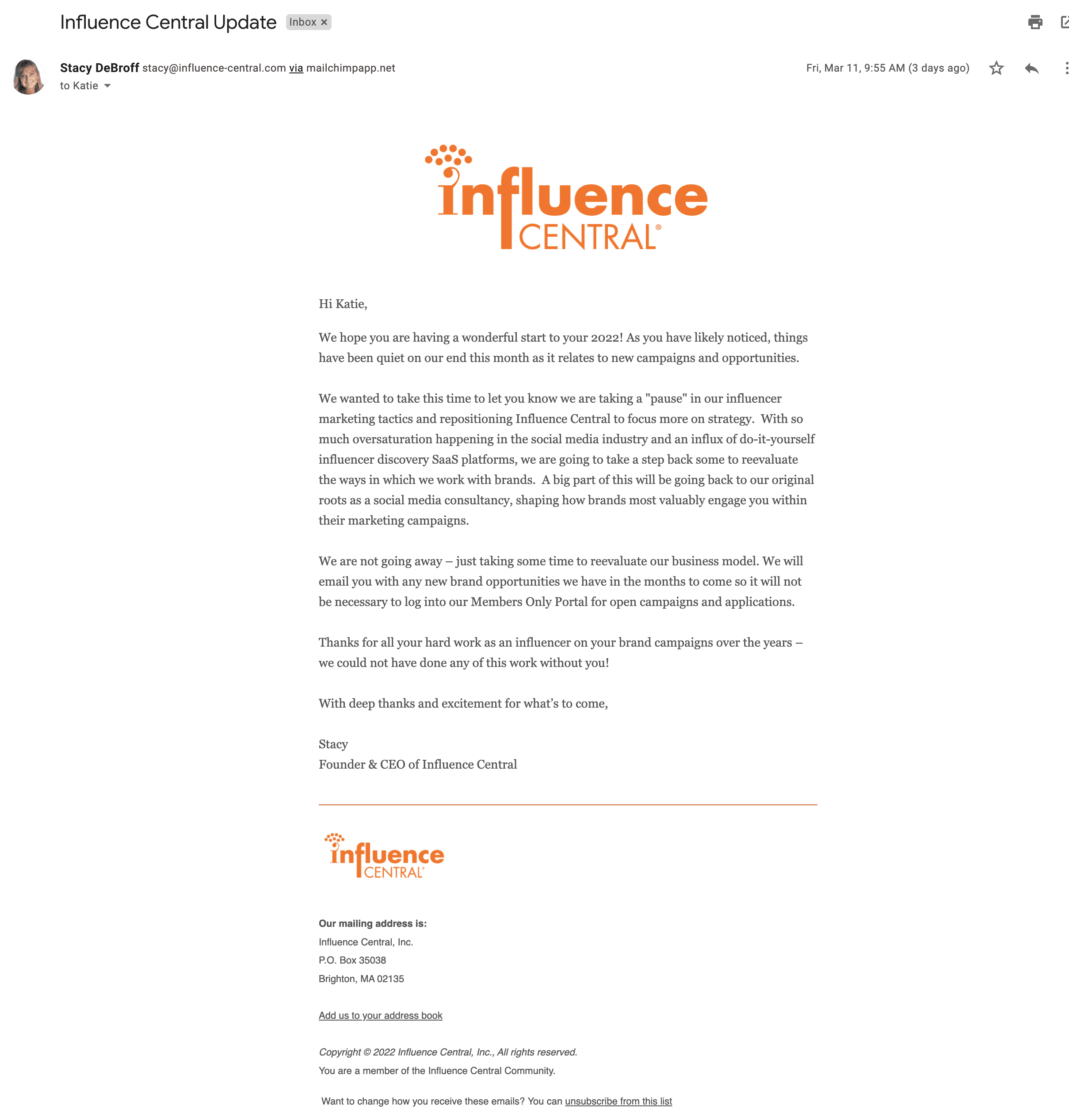 Influence Central
