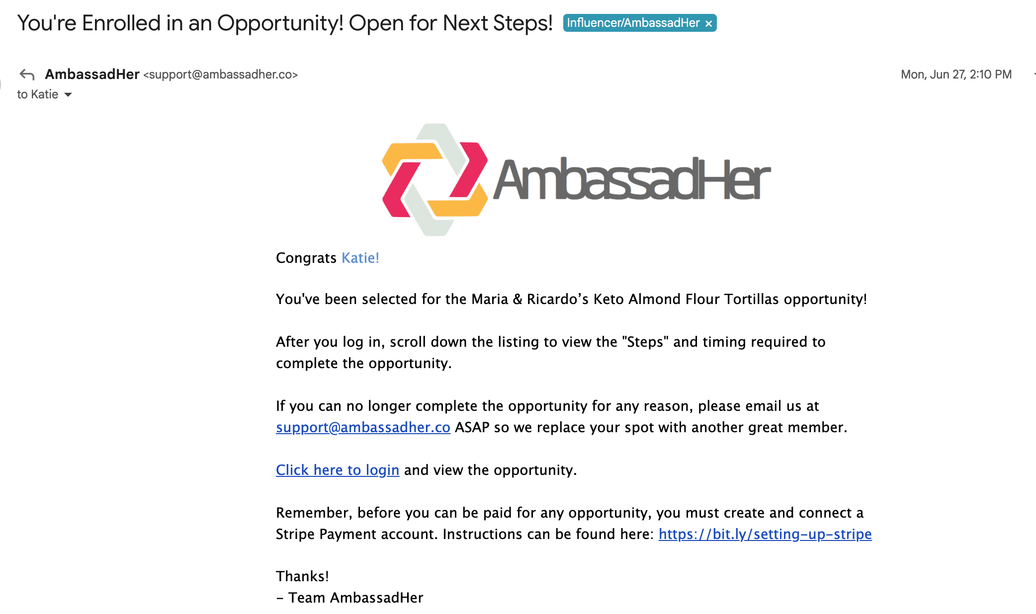 AmbassadHer enrolled in campaign