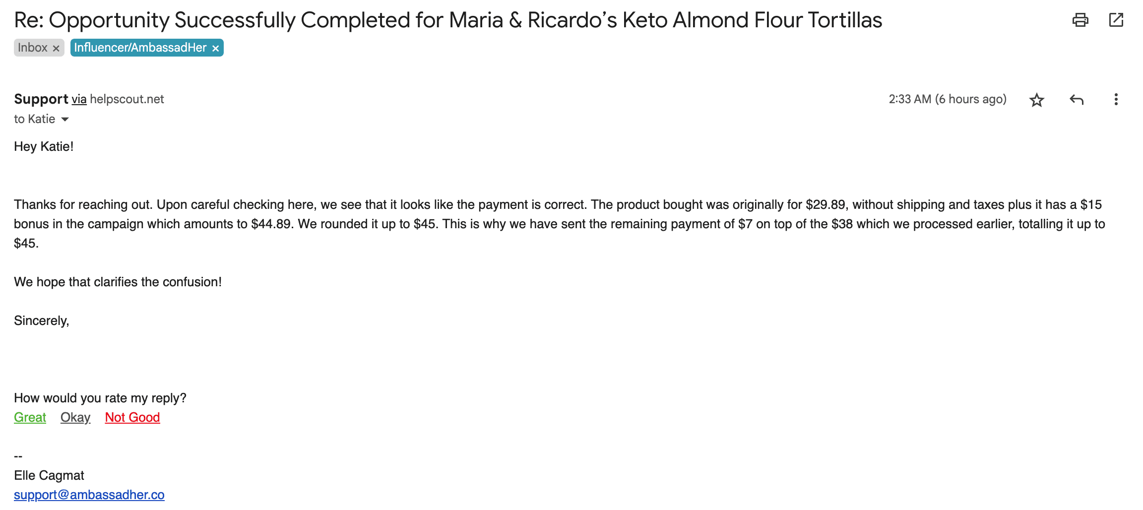 support says that I have been paid in full