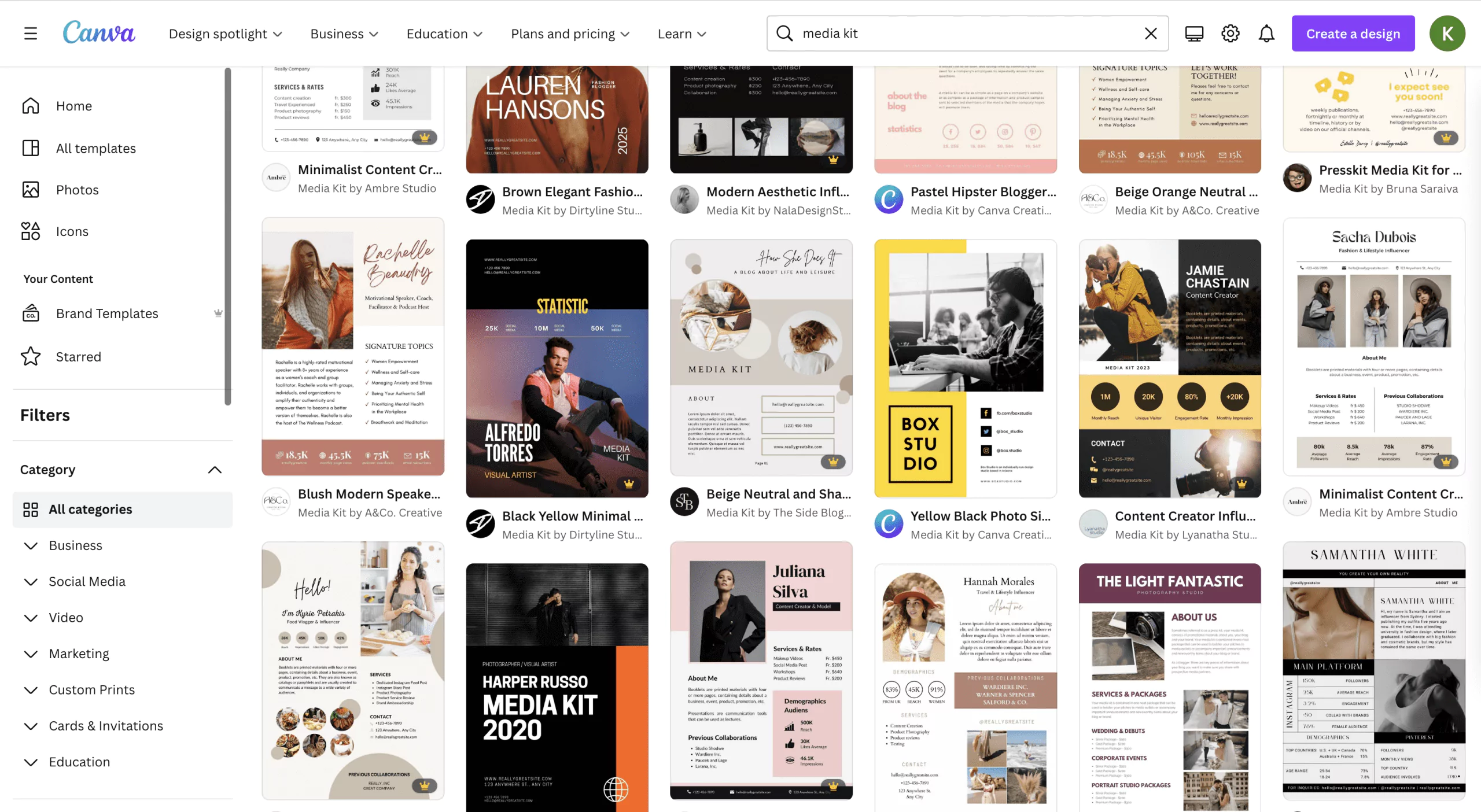Canva Media Kit Templates