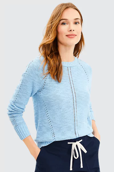 Pointelle Raglan Sleeve Sweater