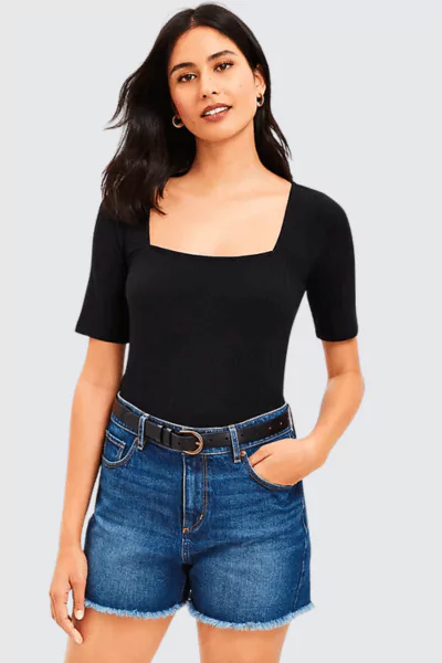 LOFT Ribbed Twist Open Back Top