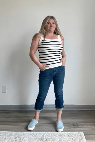 Striped Ribbed Sweater Tank Top
