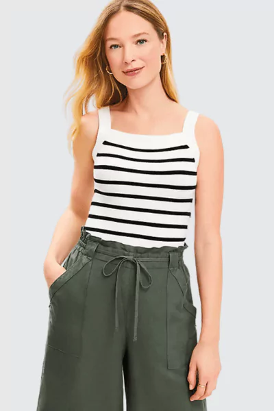 LOFT Striped Ribbed Sweater Tank Top