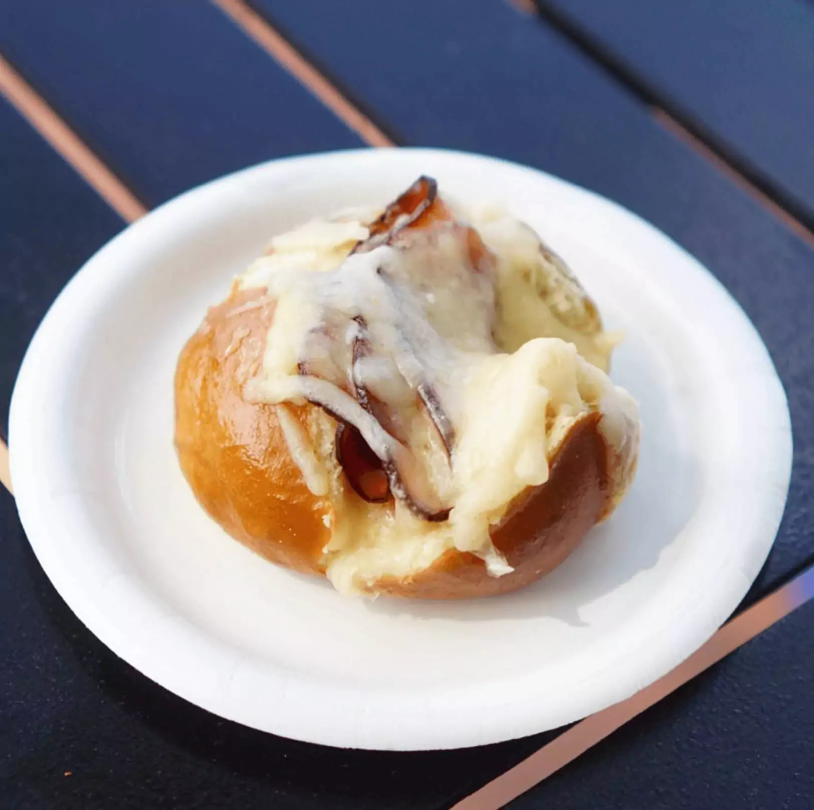 Toasted Pretzel Bread topped with Black Forest Ham and Melted Gruyere Cheese