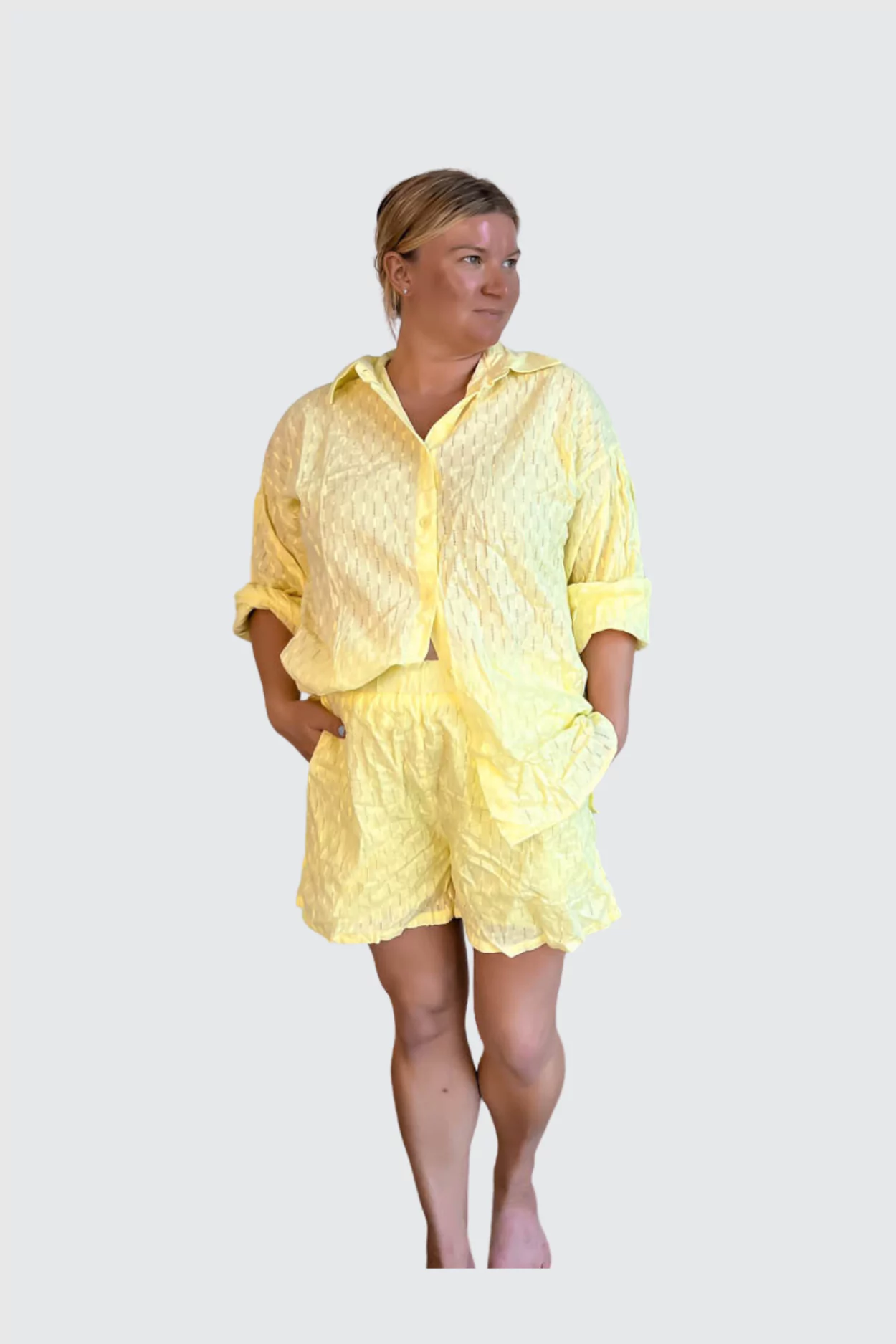 HAPCOPE Women's 2 Piece Outfits Oversized Button Down