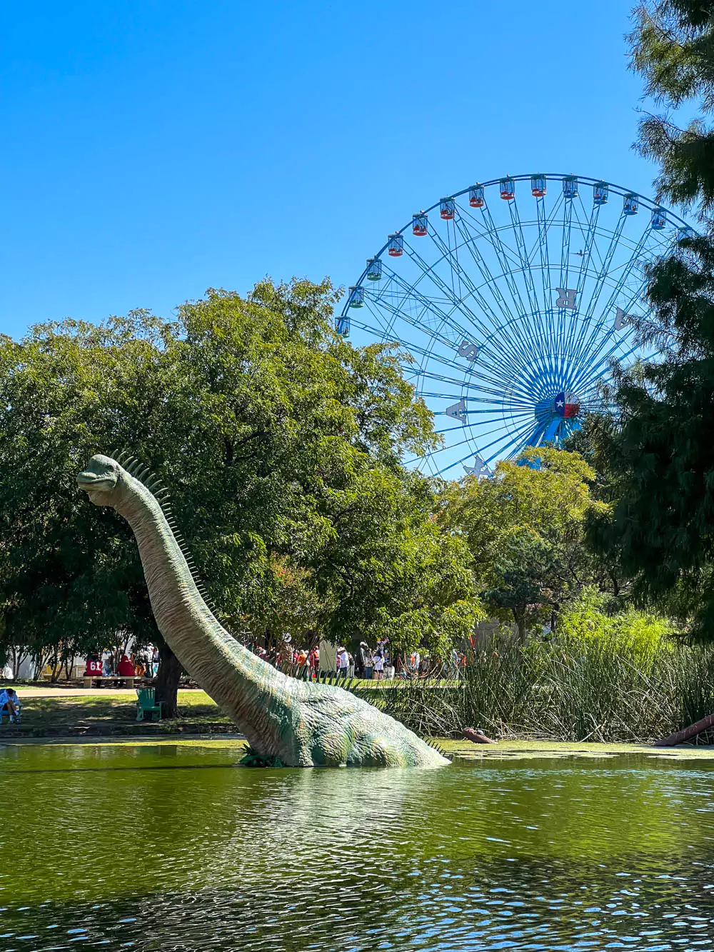 Dinosaurs at the Lagoon Exhibit and Ferris Wheel
