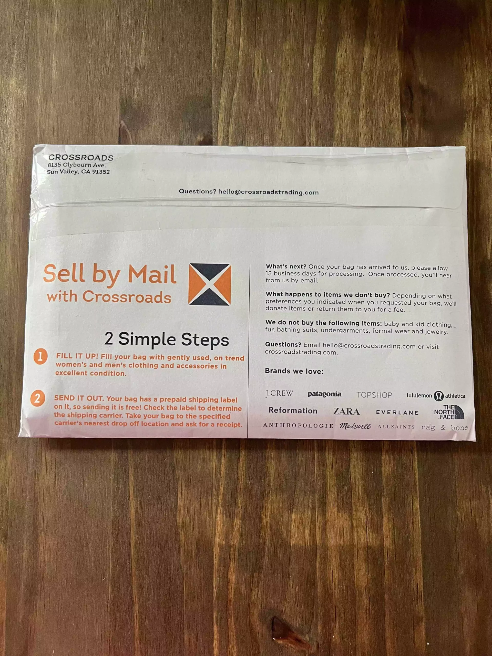 Crossroads Trading Sell By Mail 