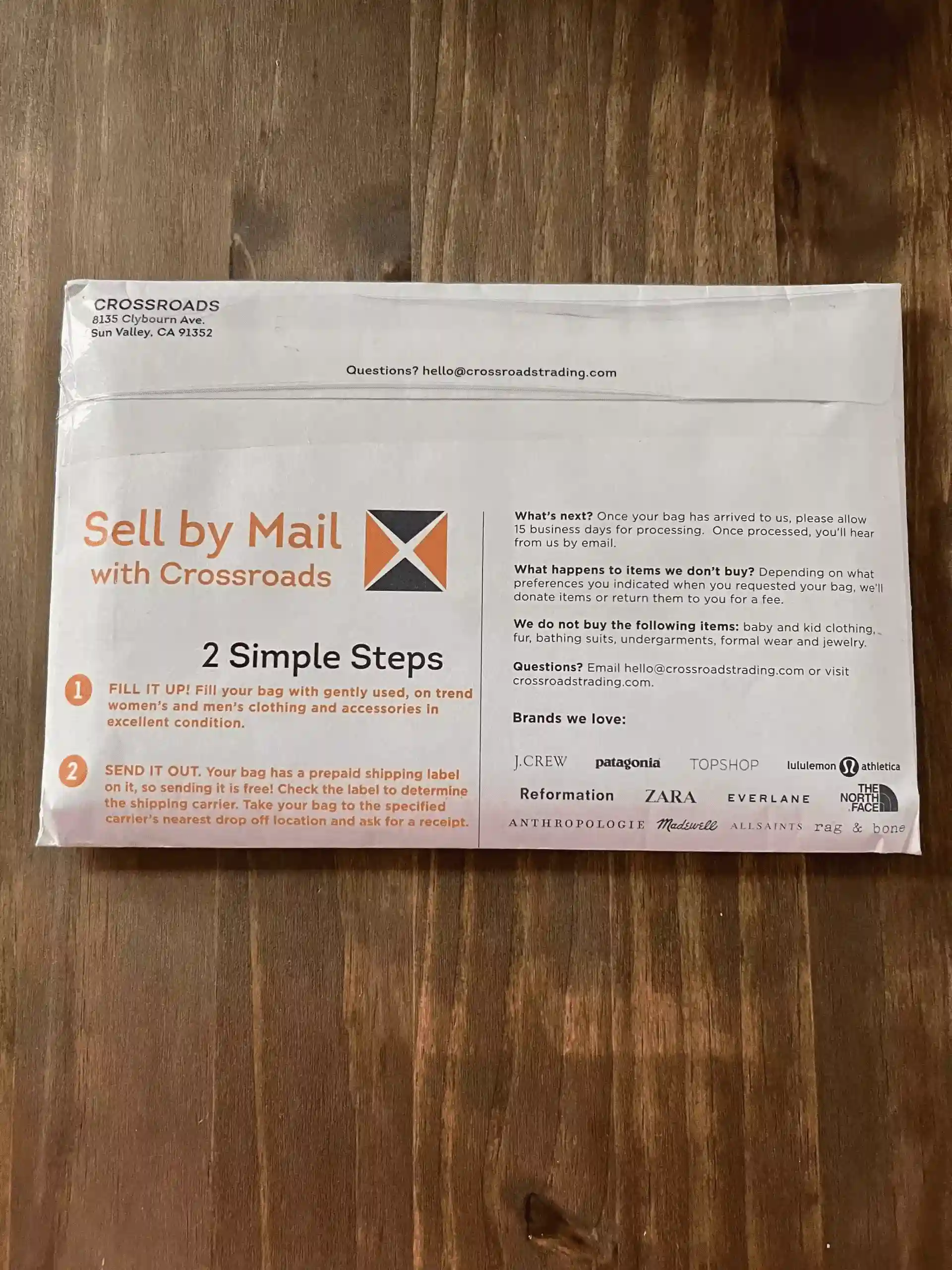 Crossroads Trading Sell By Mail