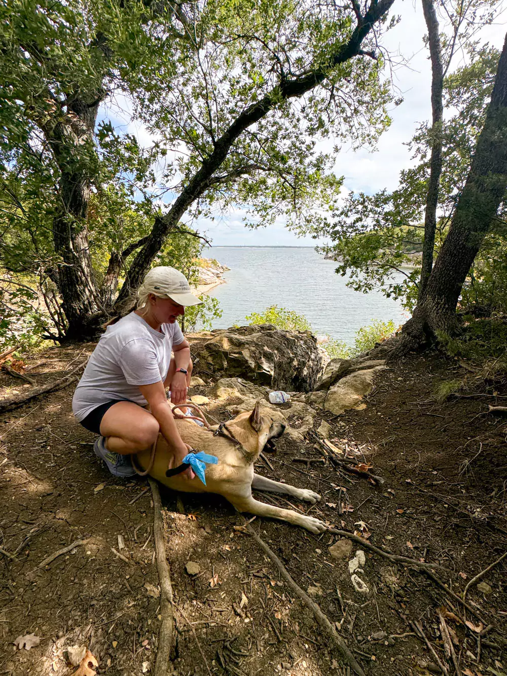 Katie and Hank with a view of Lake Texoma at Eisenhower State Park