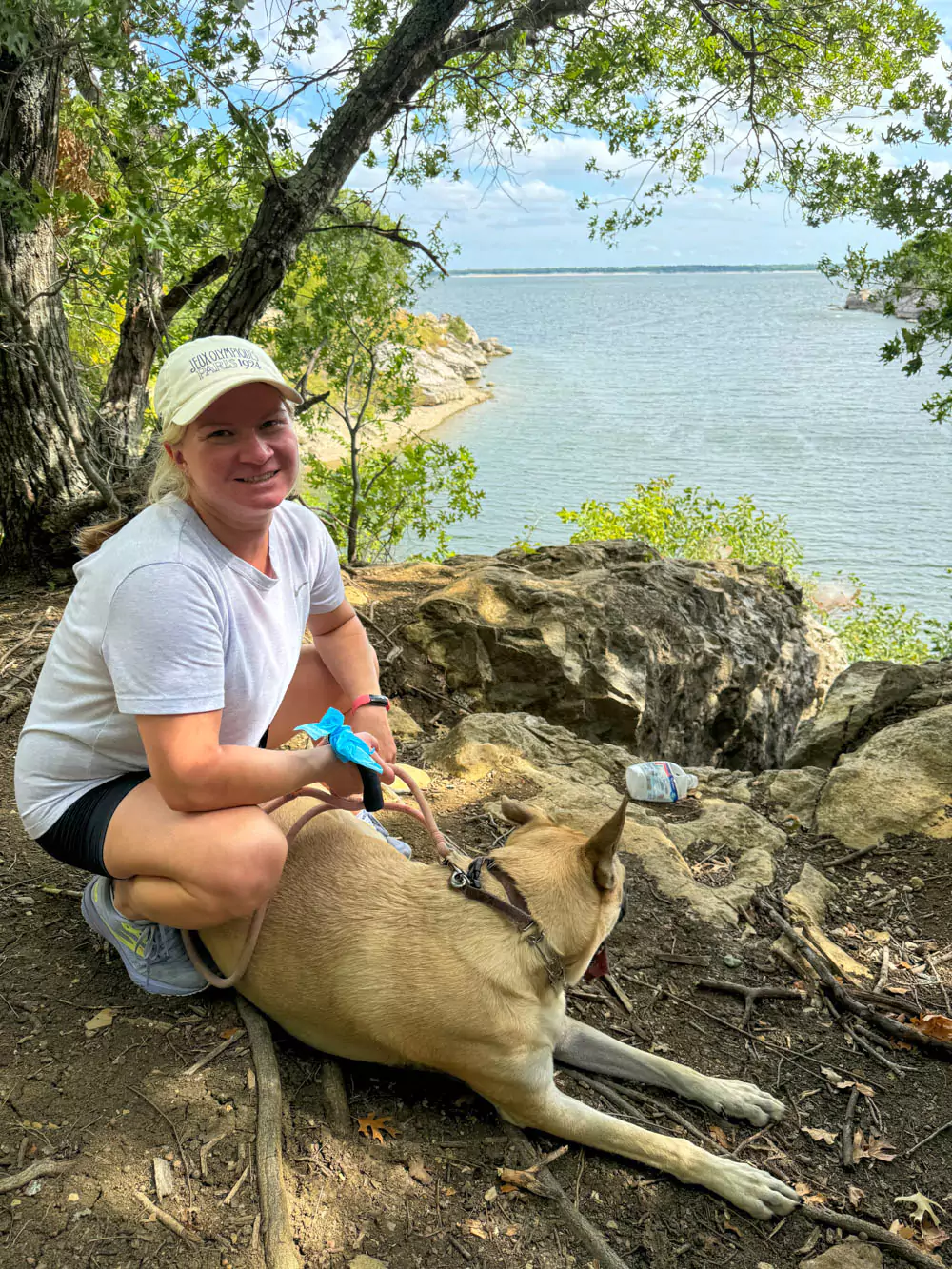 Katie and Hank with a view of Lake Texoma at Eisenhower State Park